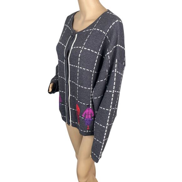 Vtg Pier Antonio Gaspari Avant Garde Merino Wool Plaid Patchwork Cardigan SZ L - Picture 3 of 10